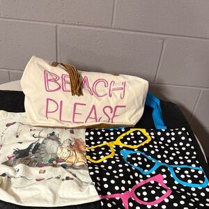 Beach Please Canvas Tote Bag - Cream